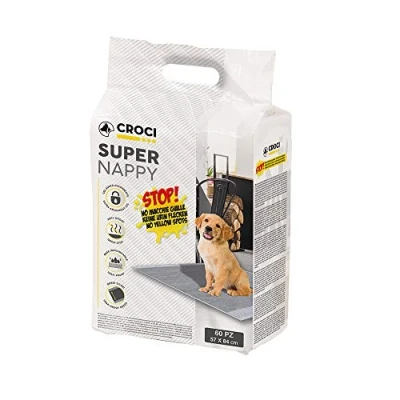 Afbeelding van Croci Super Nappy Hygiënische matten voor honden, 57 x 84 cm, 60 stuks, spanten honden en huisdieren, pipi hond kat, ultra absorberend, wegwerp, scheurvast geurremmend