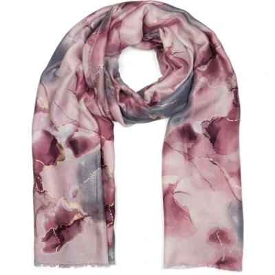 Afbeelding van styleBREAKER Damessjaal met elegant marmerpatroon en gouden metallic details warme winterstola, meerkleurig 01017153, roze grijs, Eén Maat