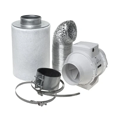 Afbeelding van Actieve koolfilter afvoerluchtventilatieset incl. buisventilator 187 m3/h ventilatieset voor kweekbox/homebox