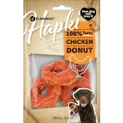 Afbeelding van flamingo hapki hondensnack donut met kip 4 st samen 95 gr . 100% tasty