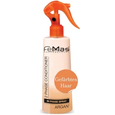 Afbeelding van FemMas Bifase, Leave In Conditioner met arganolie, sproeikuur, 300 ml, 2 fasen, vochtspray, haarverzorgingsspray zonder uitspoelen, voor gekleurd en lichter haar, anti kroes detangler haarkuur