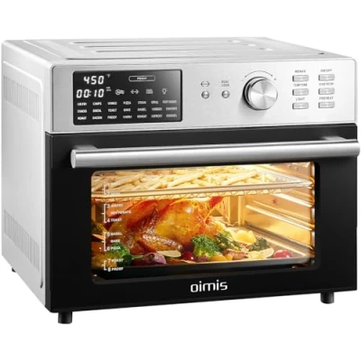 Afbeelding van OIMIS Heteluchtfriteuse, Oven 30 liter, XXL, 1800 W, met Luchtfriteuse, Olievrije Multifunctionele Heteluchtoven, 21 Programma&#039;s, Dubbele cook, Roosteren, Drogen, 7 Accessoires Recepten