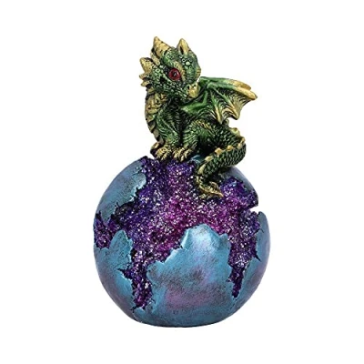 Afbeelding van Nemesis Now Geode Guard groene draak bol kristal beeldje, 12,7 cm