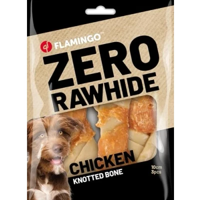 Afbeelding van Flamingo ZERO RAWHIDE Hondensnacks Kauwstaaf hond Geknoopt been met kip 10cm, 3st, 120g