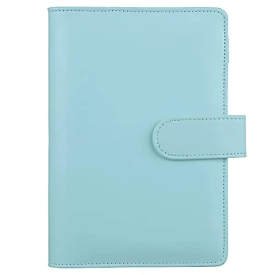 Afbeelding van HAUTOCO PU Lederen A6 Budget Binder Cover, Hervulbare 6 Ring Notebook Folder Persoonlijke Planner voor Geld Organisator, Losse Blad Saving Portemonnee Cash Vulling Binder, Mint Blauw