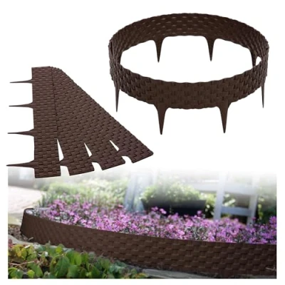 Afbeelding van GARDENIX 3,2 m rotan perkrand gazonrand tuinpalissade perkhek (bruin)