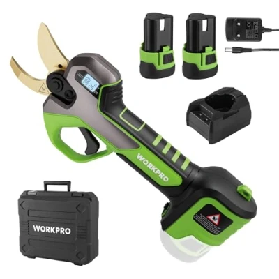 Afbeelding van WORKPRO 12V Elektrische Snoeischaar, Snoerloze Takkenschaar, Schakelbaar Snijdiameter, Max. 15 &amp; 25 mm, Accusnoeischaar, Tuinschaar met Oplaadbare Batterij LED display