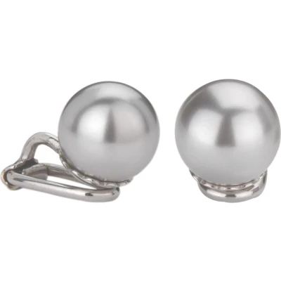 Afbeelding van Traveller Clip Oorbellen Oorclips Dames Zilverkleurig Parels 10 mm Licht Grijs 710110