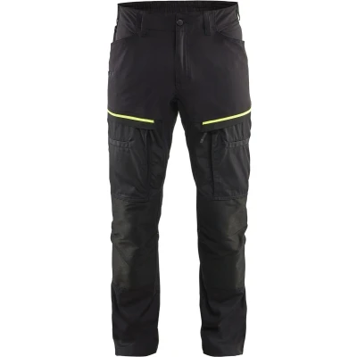 Afbeelding van Blaklader Service werkbroek met stretch 1456 1845 Mannen Zwart/Geel 48