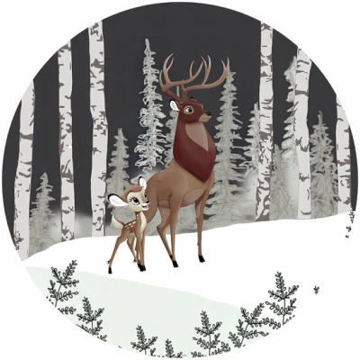 Afbeelding van Komar Fotobehang Bambi Great Prince 125 x cm (breedte hoogte), rond en zelfklevend