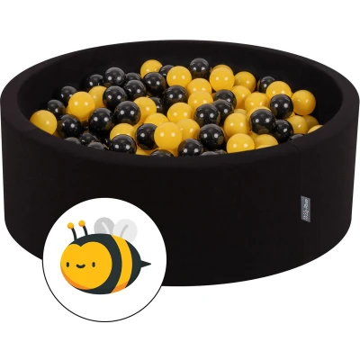 Afbeelding van KiddyMoon 90 x 30 cm/200 ballen 7 cm/2,75 inch babyschuim ballenbak gecertificeerd gemaakt in de EU, bij: zwart/geel
