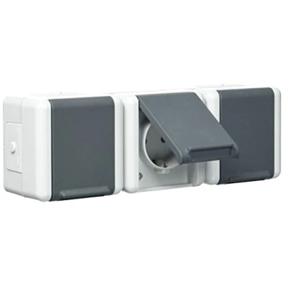 Afbeelding van Jung stopcontact WG800 3 voudig grijs RAL7035 8230W