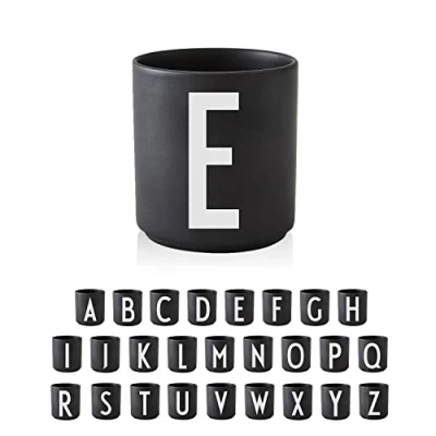 Afbeelding van Design Letters mok zwart met letter E