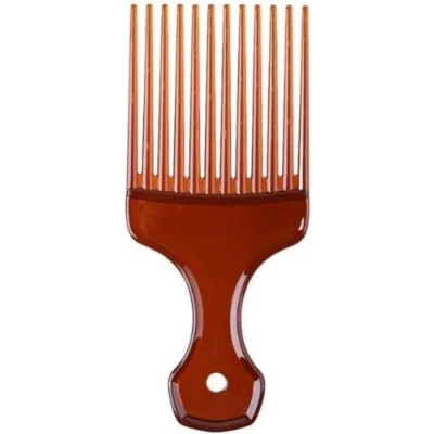 Afbeelding van Brede Tanden Afro Haar Krullend Vork Kam Bruin Unisex Stijl Massage Kappers Insert Borstel Styling Tool
