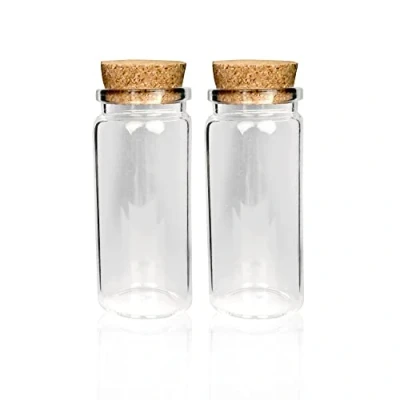 Afbeelding van Bestlivings glazen mini flessen met kurk, 50 ml (4 stuks) kleine flesjes om te vullen reageerbuis glas voor bruiloft glazen, gastgeschenken