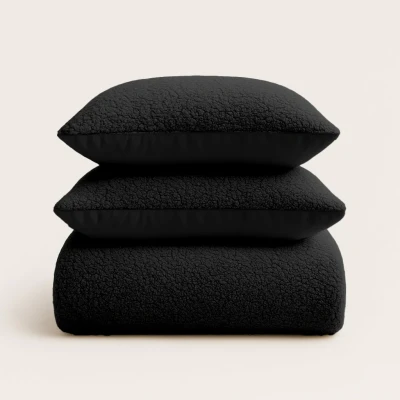 Afbeelding van Dekbedovertrek set Teddy Jet Black