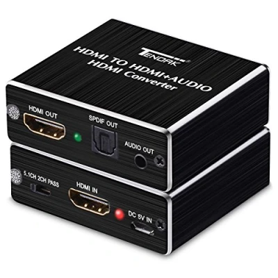 Afbeelding van Tendak HDMI Audio Extractor, naar HDMI/SPDIF/Toslink Optical/3,5 mm stereo uitgang, splitter, converter, adapter, 1.4, HDCP 2.0, voor PS4/Chromecast/Blu ray Player/Amazon Fire TV/Roku Box en meer
