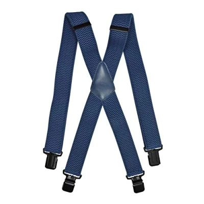 Afbeelding van Olata Heren Bretels met Extra Brede Banden, X vorm Ontwerp en Zwarte Clips 4 cm. Blauw