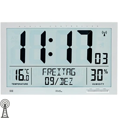 Afbeelding van AMS 5888 Wandklok Zendergestuurd, Hygrometer en Thermometer