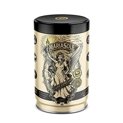 Afbeelding van Mariasole Caffè Espresso bonen 250 g in hoogwaardig koffieblik Traditioneel roosteren Sicilië via houtvuur met de hand premium espressobonen voor volautomatische koffiemachine en zeefdrager