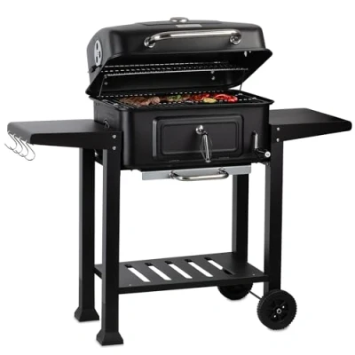 Afbeelding van BBQ Toro Houtskool grillwagen met in hoogte verstelbare kolenschaal, houtskoolgrill deksel, houtskoolgrillwagen thermometer, houtskoolgrill, smoker, grill, houtskool, XXL
