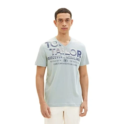 Afbeelding van TOM TAILOR Uomini T shirt 1035657, 28129 Light Ice Blue, L