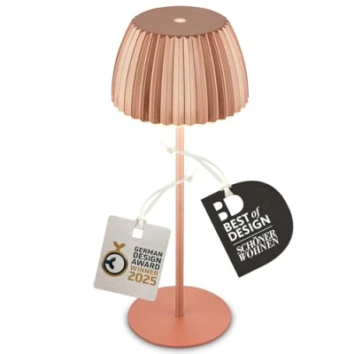 Afbeelding van Briloner LED tafellamp Brilo unplugged Riffle, koperkleurig