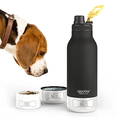 Afbeelding van Asobu Hondenbak Buddy Edelstahlflasche met 2 Näpfen zwart