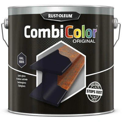 Afbeelding van rust oleum combicolor zijdeglans ral 9005 zwart 2.5 ltr