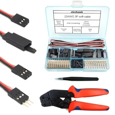 Afbeelding van 30 Sets Servo Connector Mannelijke Vrouwelijke Plug Crimp Pin Kabel Kit Compatibel met Futaba JR Hitec Spektrum RC Connectoren (met krimpgereedschap)