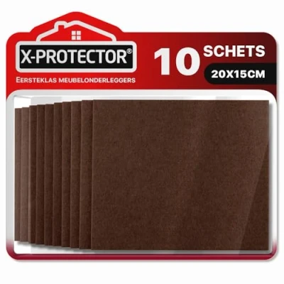 Afbeelding van Meubilair Pads Vloerbeschermers X PROTECTOR 10 Vilten Vellen 20x15cm voor Stoelpoten Premium Meubelpoten Gesneden Voetglijders die je nodig hebt!