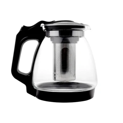 Afbeelding van NORDIC SCHILLER Premium theepot van glas, hittebestendige glazen kan met deksel, 1,7 liter, zeef, thermo, roestvrijstalen filterzeef, theemaker, glas