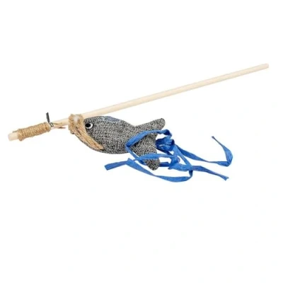 Afbeelding van Duvo+ ECO Navy Speelhengel Vis Catnip Kattenkruid Kattenspeelgoed 9x16,5x40cm