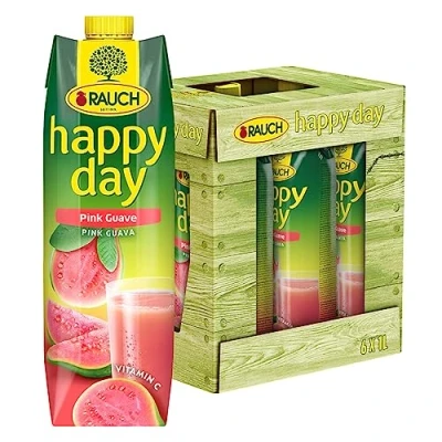 Afbeelding van Rauch Happy Day Pink Guave, exotisch en verfrissend, tropisch fruitige smaak, puur of als cocktail, 6 x 1 l Tetra prisma
