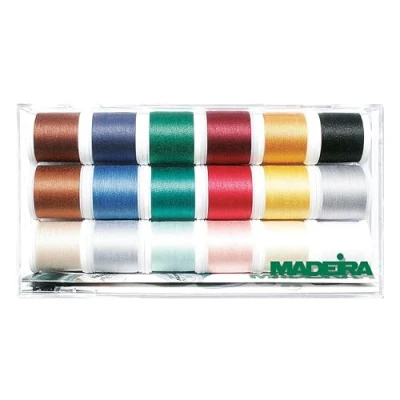 Afbeelding van Madeira 100% katoenen draad Hand en machinaal naaien, voor naaien borduren, quilten viscose 18 x 200 m, Heldere kleuren