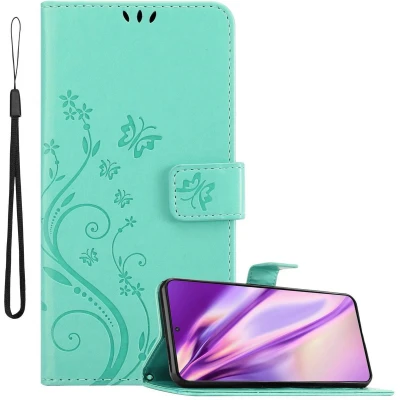 Afbeelding van Cadorabo Hoesje geschikt voor Samsung Galaxy S21 PLUS in Bloemen TURKOOIS Beschermhoes Case Cover magnetische