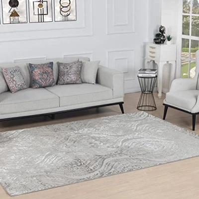 Afbeelding van Surya Meknes Vintage tapijt woonkamer, eetkamer, hal, tapijten woonkamer boho Oosterse stijl, laagpolig lichtbeige 120x170cm