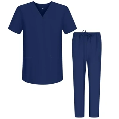 Afbeelding van MISEMIYA Uniseks uniformset medisch uniform met bovendeel en broek, medische uniformen Ref.6801 6802, Blauw, XS