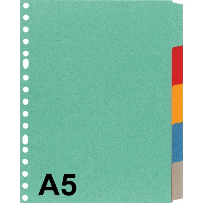 Afbeelding van Tabbladen Kangaro A5 17 gaats P505M 5 delig assorti karton