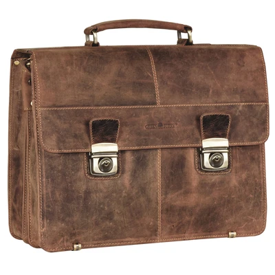 Afbeelding van Greenburry Vintage Aktentasche Leder 40 CM Aktetas, Maat: One Size, Brown