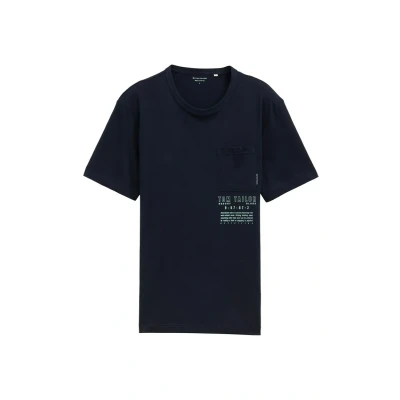 Afbeelding van TOM Tailor MIT Brusttasche Tshirt print, Heren, Maat: XL, Sky captain blue