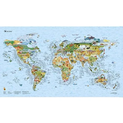 Afbeelding van Surftrip Map by Awesome Maps Geïllustreerde wereldkaart voor surfers herschrijfbaar 97,5 x 56 cm
