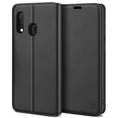 Afbeelding van BEZ Samsung A20e Hoesje Bookcase, Book Case PU Leer Wallet Met Pasjeshouder voor Galaxy A20e, Telefoonhoes Leren Portemonnee Flip Cover, Standaard, Magnetische Sluiting, Zwart