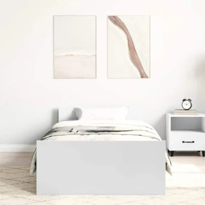 Afbeelding van Bedframe Bewerkt Hout Sonoma Eikenkleurig 100X200 cm 100 x 200 / Wit