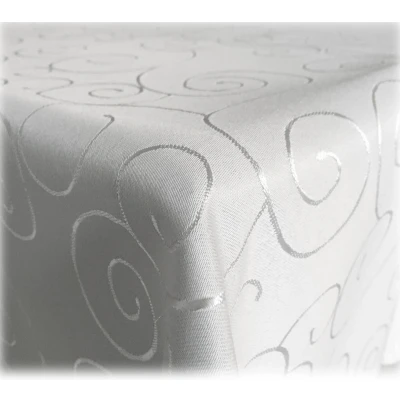 Afbeelding van JEMIDI tafelkleed ornamenten zijdeglans edele tafelhoes Wit Vorm Oval Maat 130x220