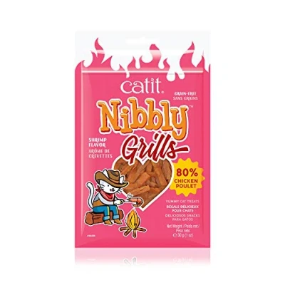 Afbeelding van Catit Nibbly Grills, kauwrepen van kip en garnalen, voor katten, 30 g