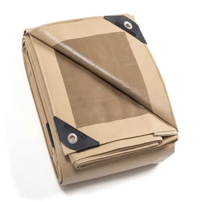 Afbeelding van GUARD SHIELD Afdekzeil met inslagringen, waterdicht, 4 m x 5 m, beige/kaki, zeildoek, 160 g/m², beschermend zeil, multifunctioneel scheurvast, uv gestabiliseerd, schimmelbestendig