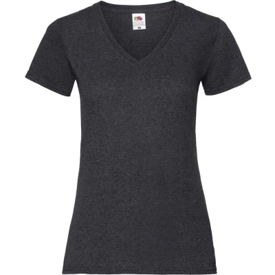 Afbeelding van Fruit Of The Loom Dames Vrouwen Fit Valuegewicht V hals T shirt met korte mouwen (Donker Heather)