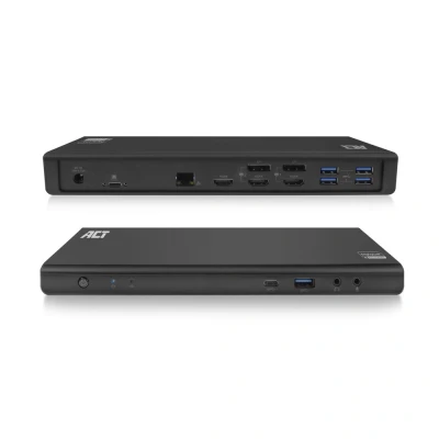 Afbeelding van ACT AC7048 USB C Docking Station 3x 4K monitoren HDMI DisplayPort 100W PD laden 1x 5x A LAN Audio