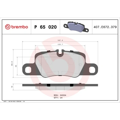 Afbeelding van Brembo Remblokset P 65 020